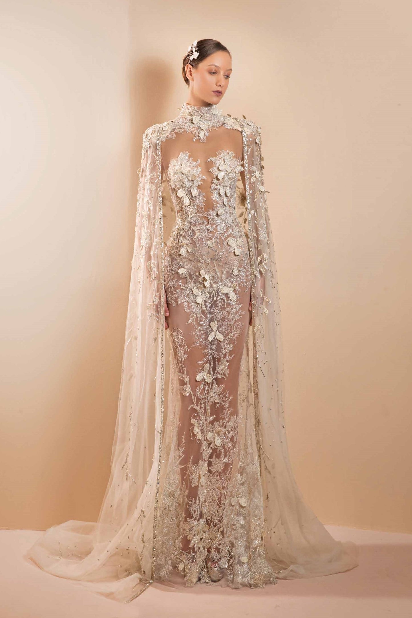 Dentelle Lace Floral Gown