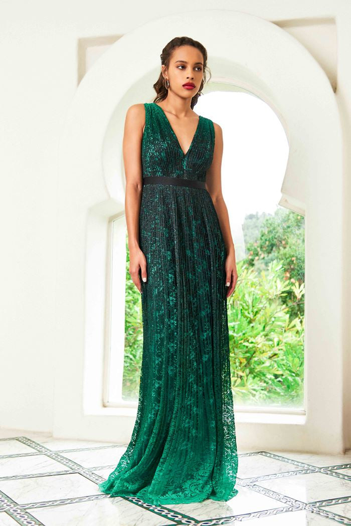 Sleeveless Ombre Evening Gown