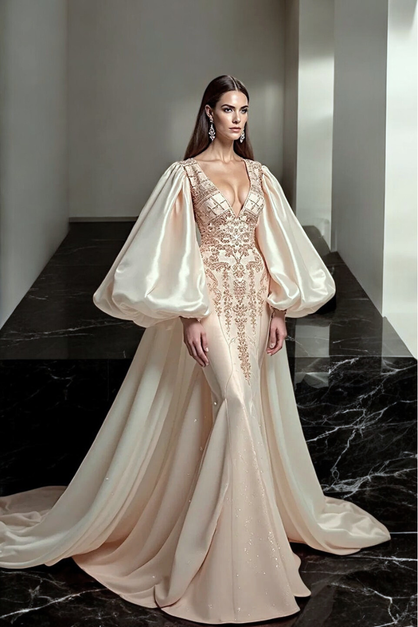 Long Bell Sleeved Gown