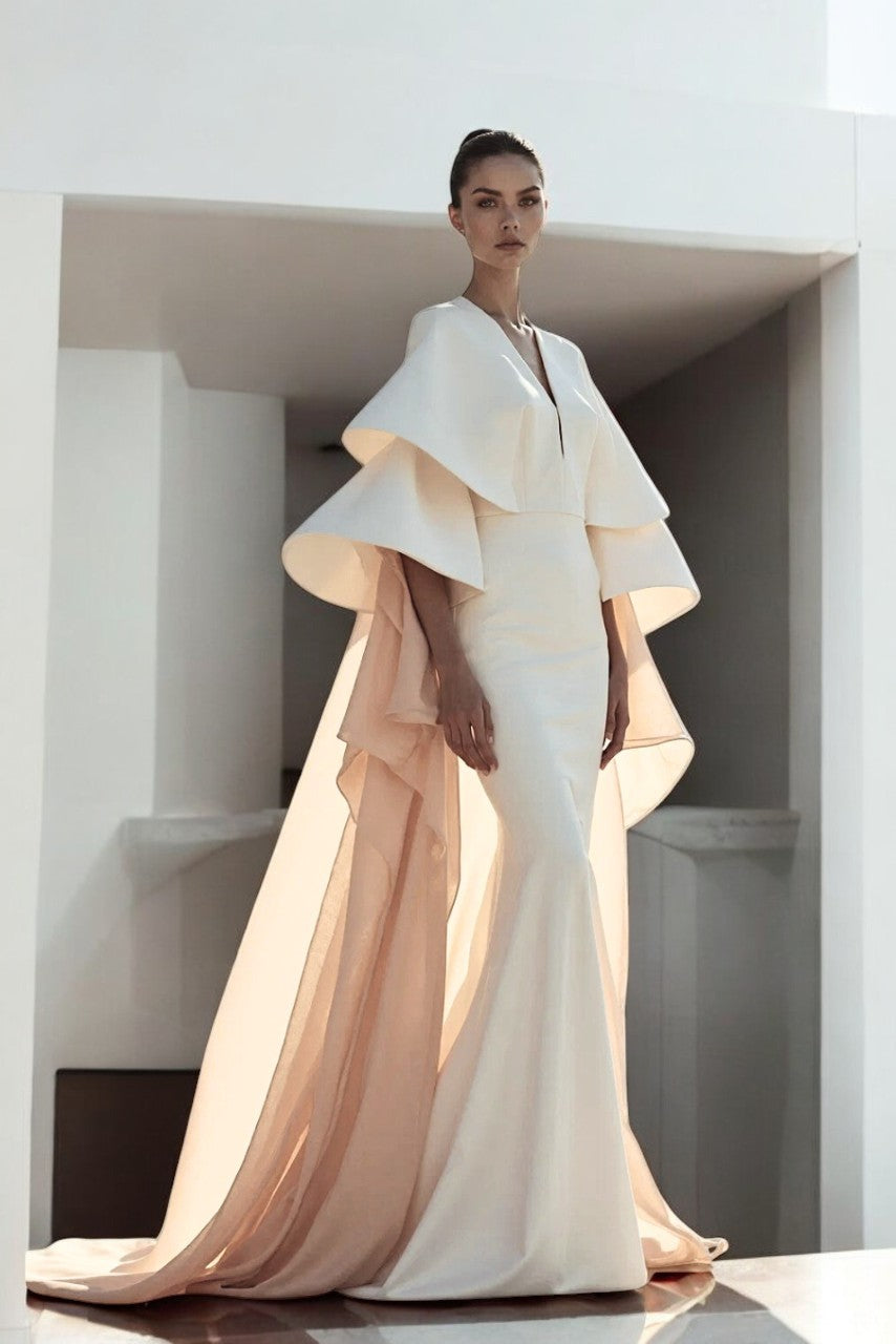 Deep V-Neckline Gown