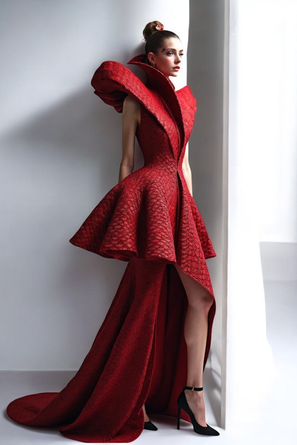 Structured Flared Peplum Gown