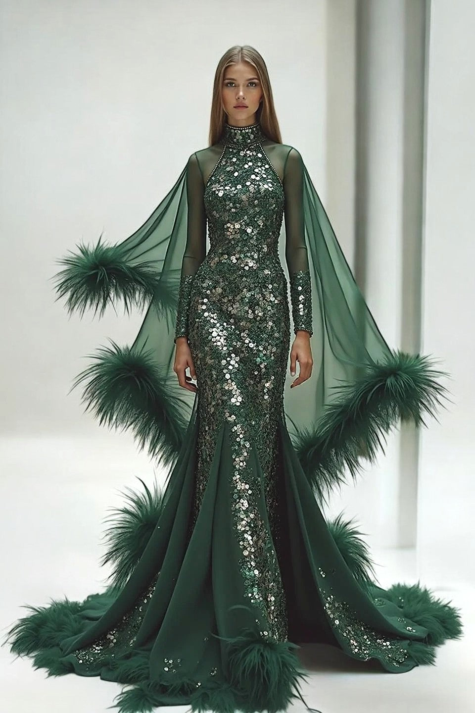 Long Sleeved Cape Gown