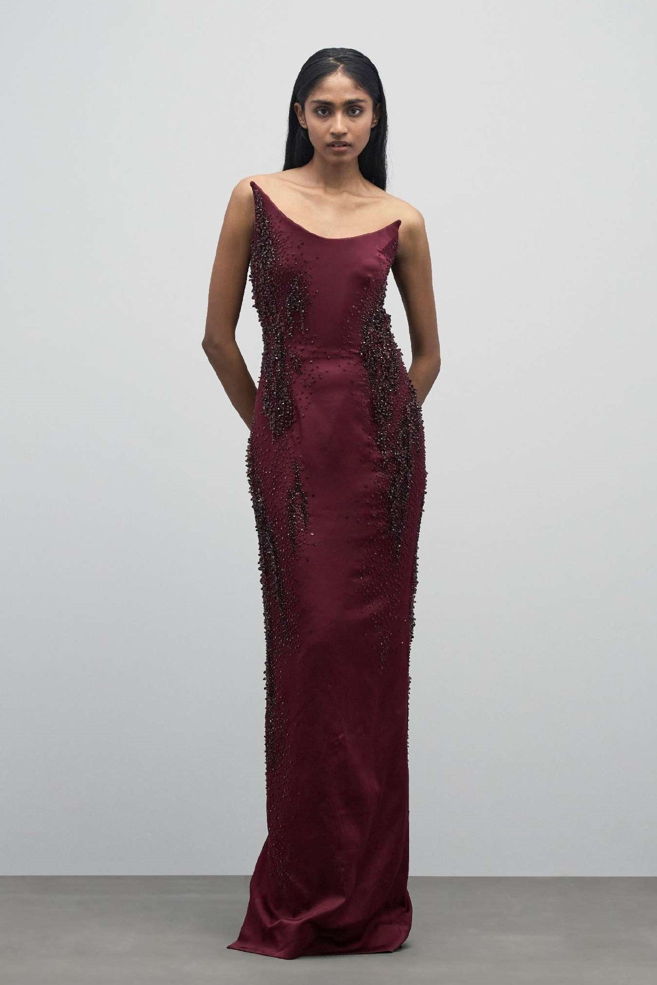 Bordeaux Embroidered Gown