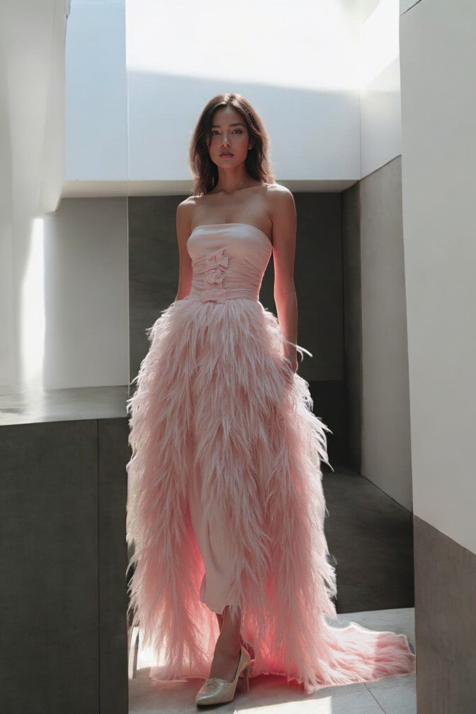 Pink Swan Midi Dress