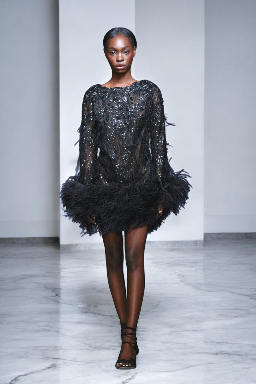 Ostrich Feather Cocktail Dress