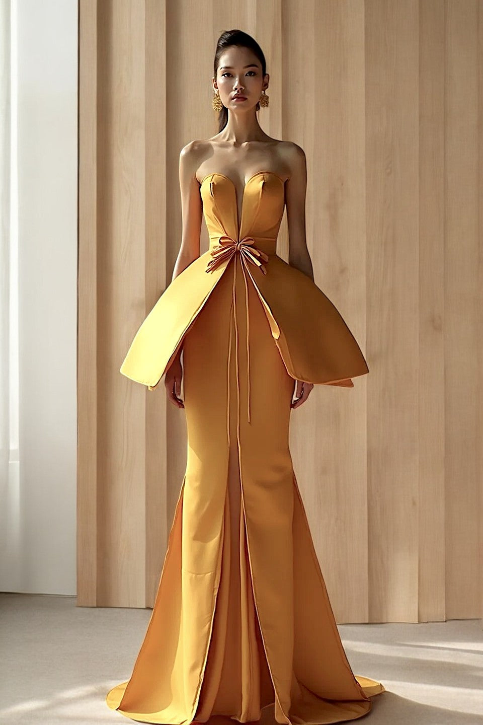 Strapless-Peplum Gown