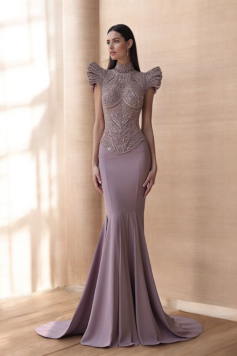 Structured Embellished Bodice Gown