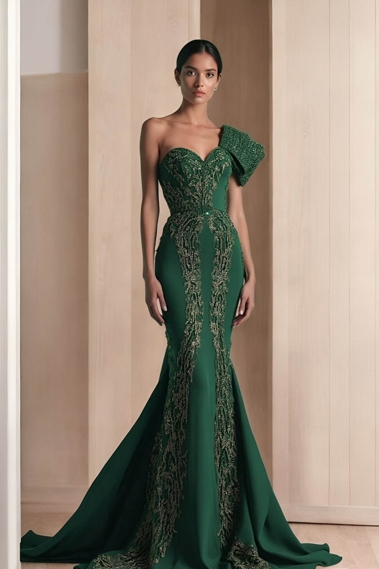 Beaded Shoulder Gown
