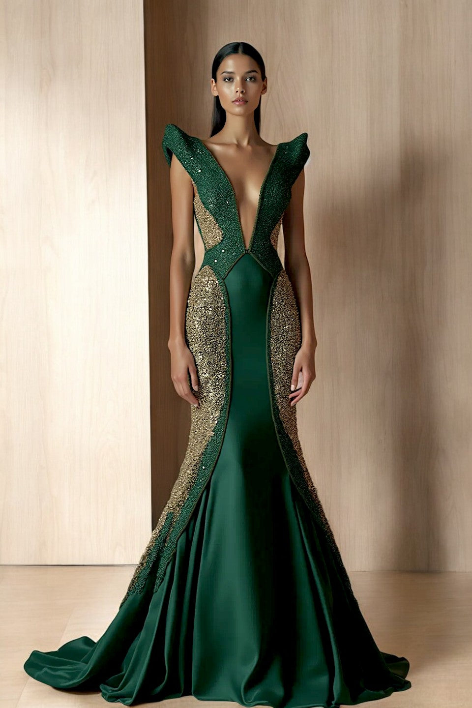 Structured Cap Sleeve Gown