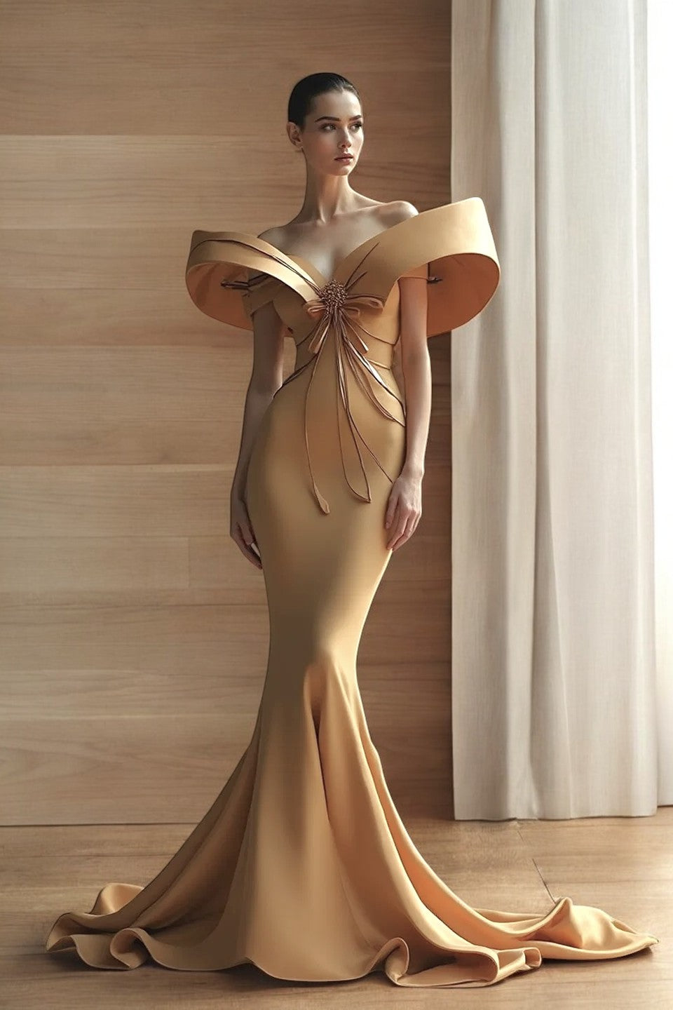 Oversized-Sleeved Gown