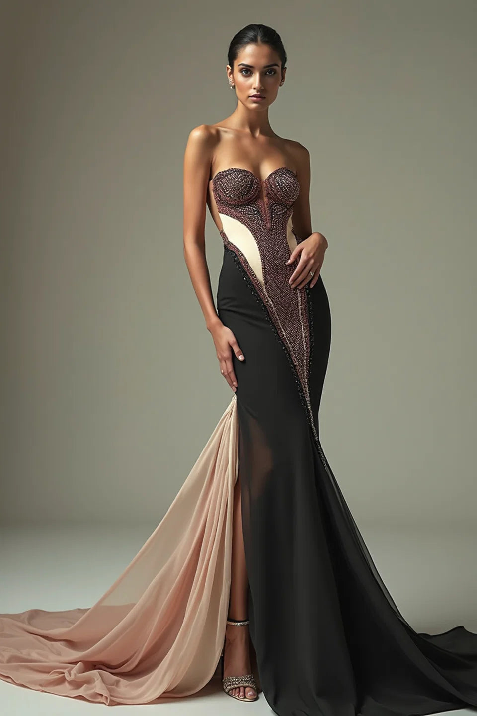 Strapless-Sweetheart Slit Gown