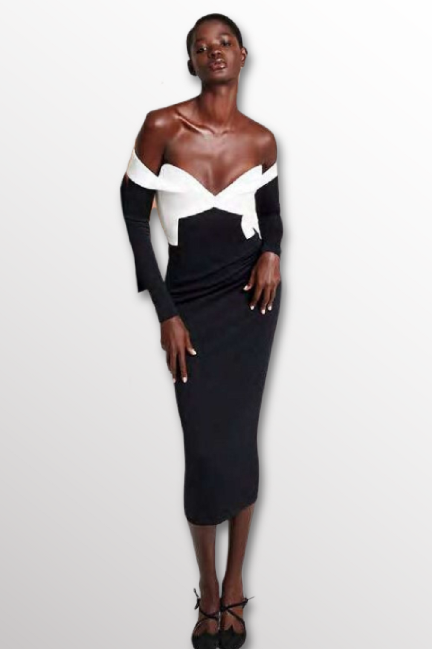 Crepe Midi Dress with Crystal Tassels