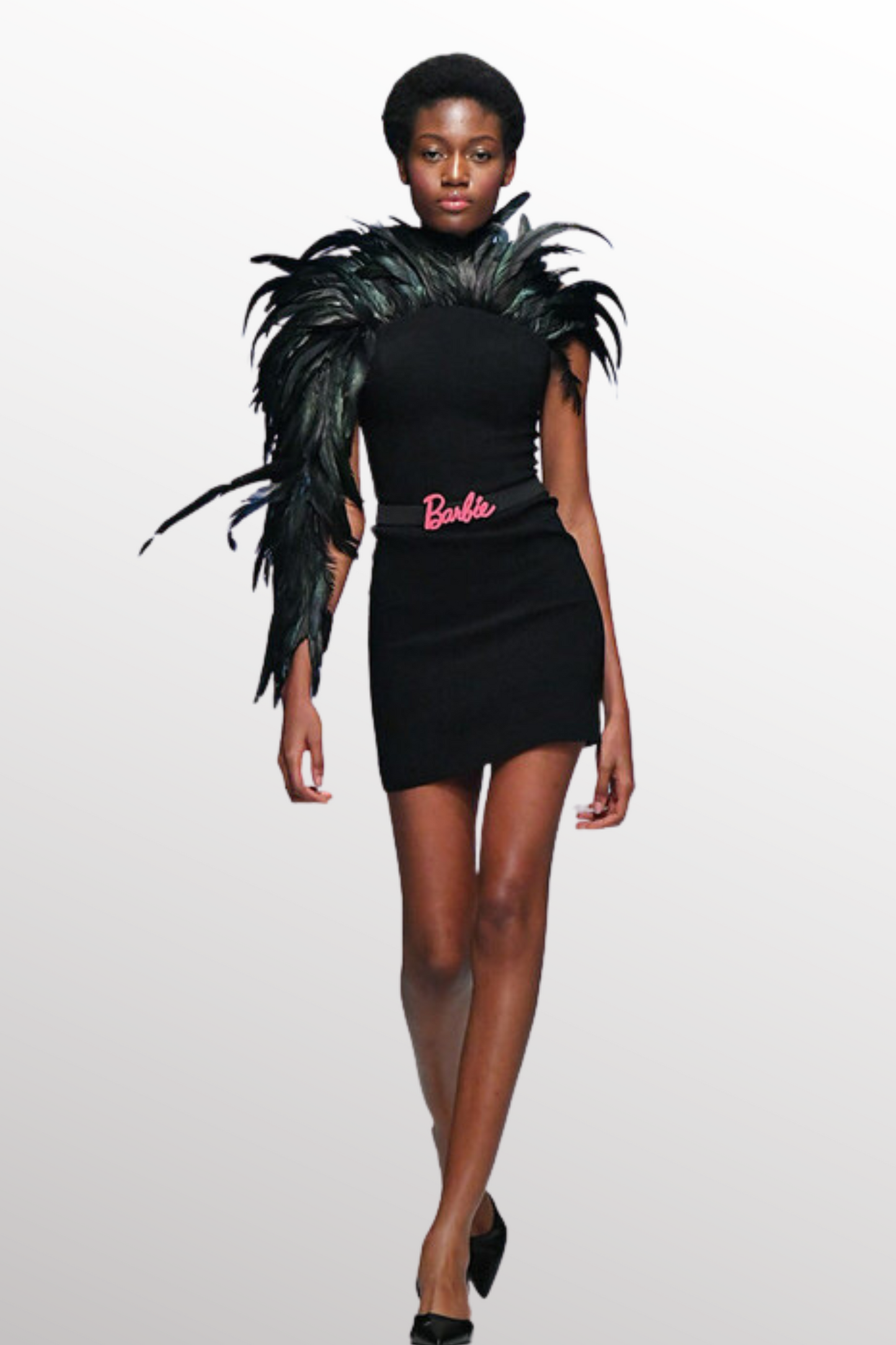 Feathered Crepe Mini Dress