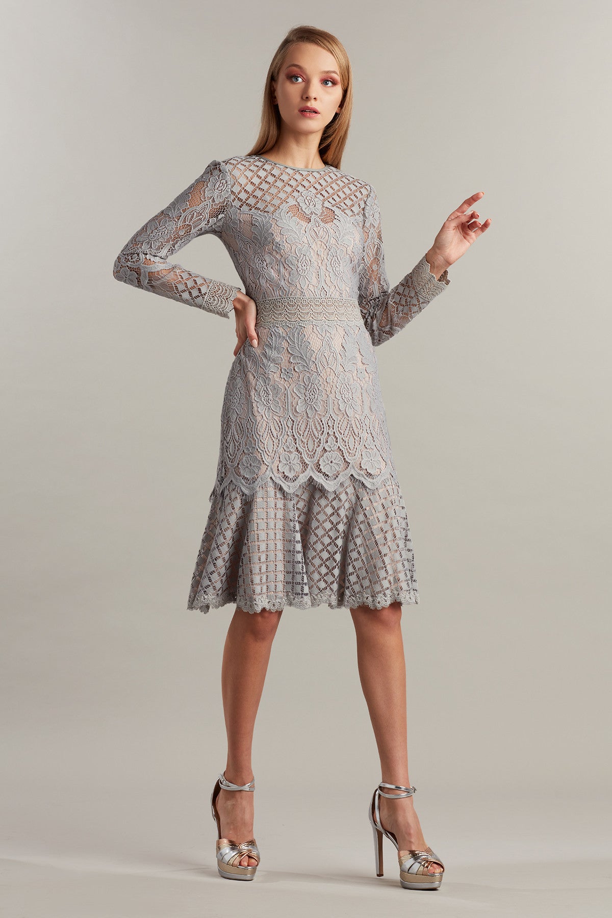 Barron Long Sleeve Pewter Dress