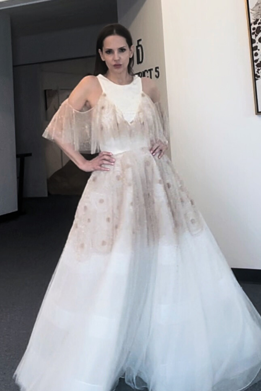 Pale Gold Cosmic Tulle Gown