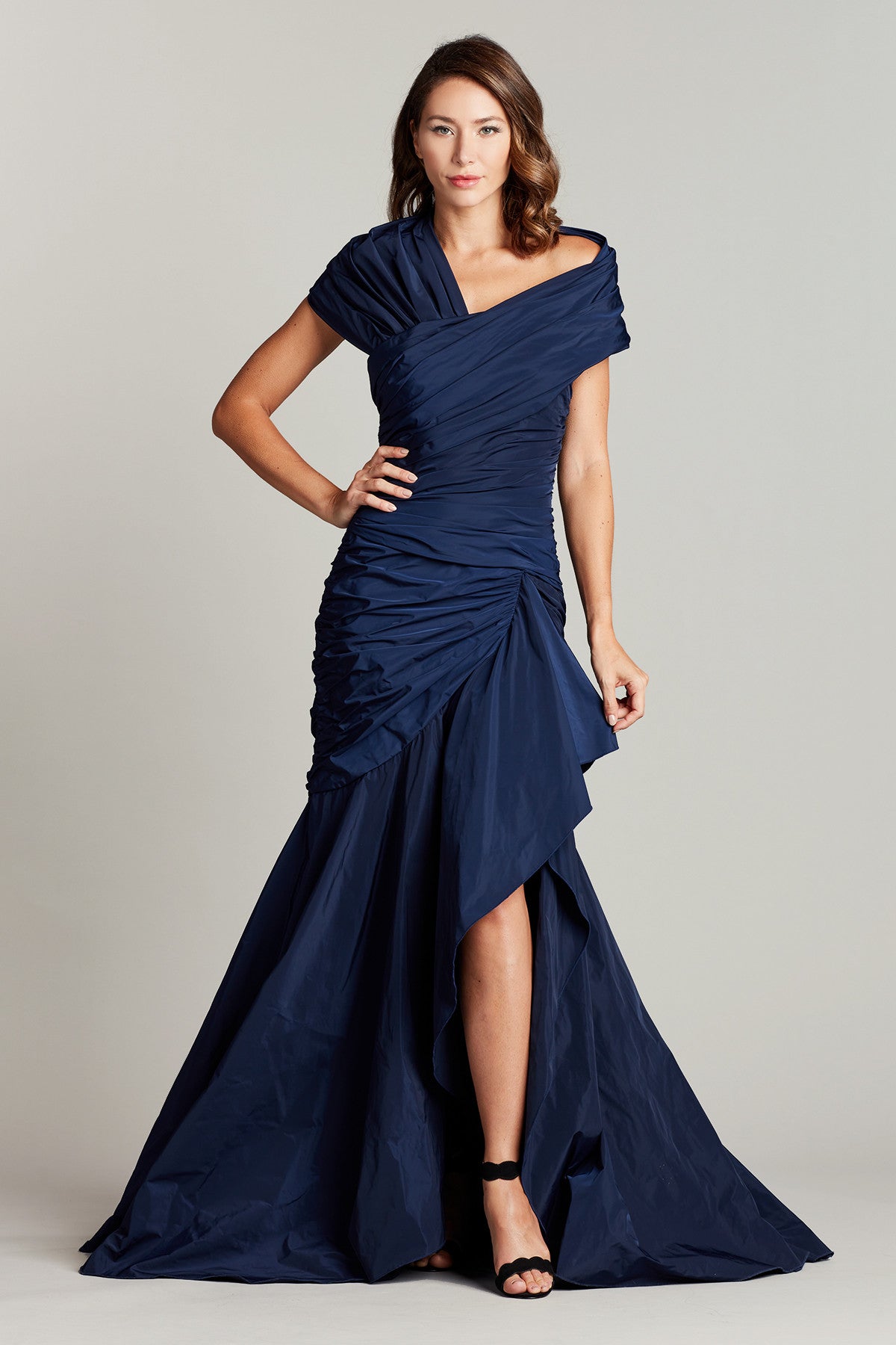 Asymmetrical Neck Slit Gown