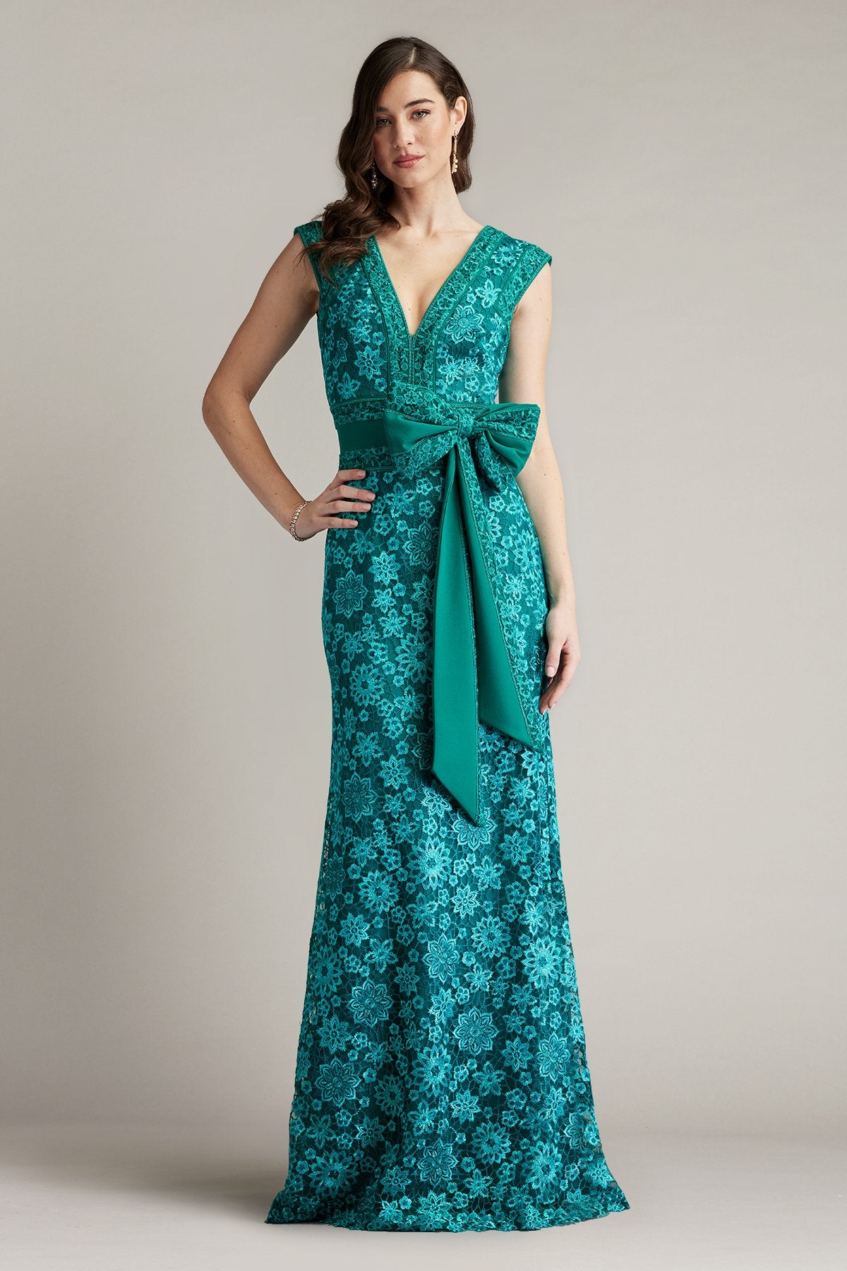 Esha Embroidered Waist Bow Gown
