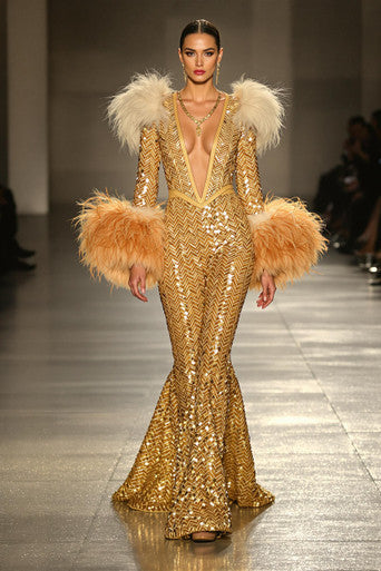 Feathered Flared Jumpsuit