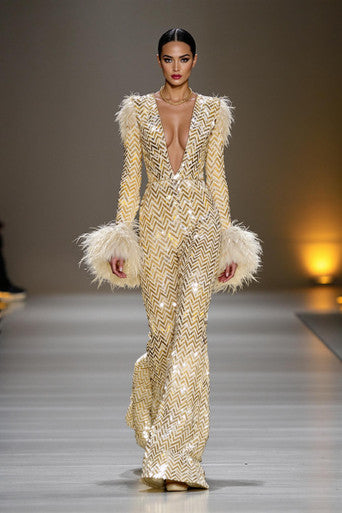 Plunging Flared Jumpsuit