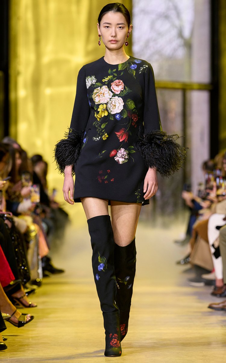 Printed Crepe Mini Dress