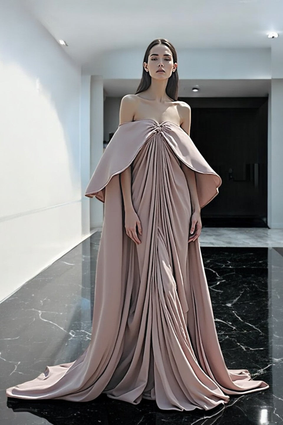 Draped Ruched Gown