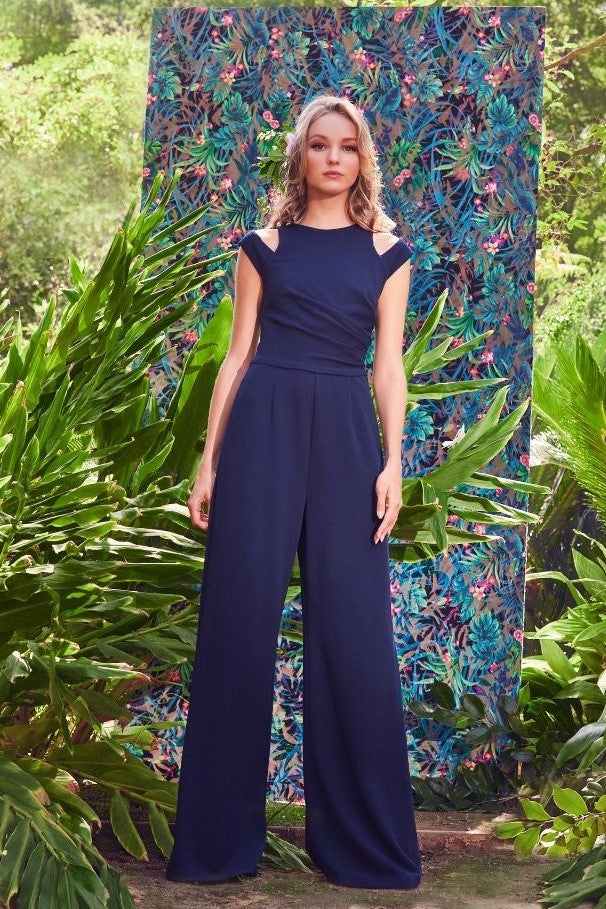 Cold Shoulder Crepe Jumpsuit