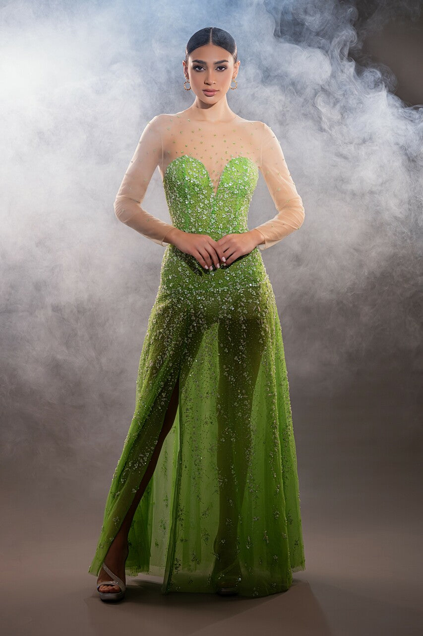 Jade Embroidered Gown