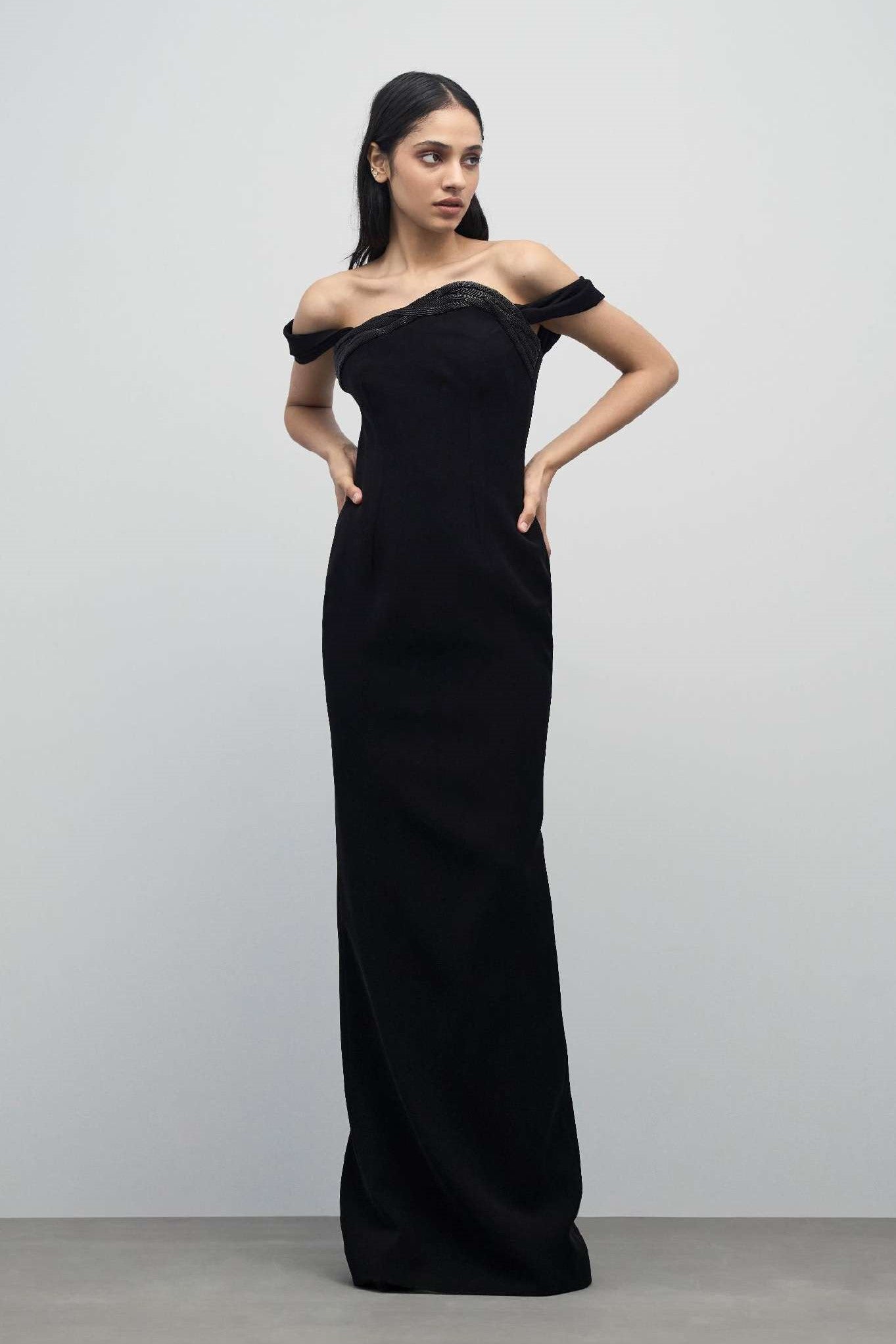 Noir Column Gown