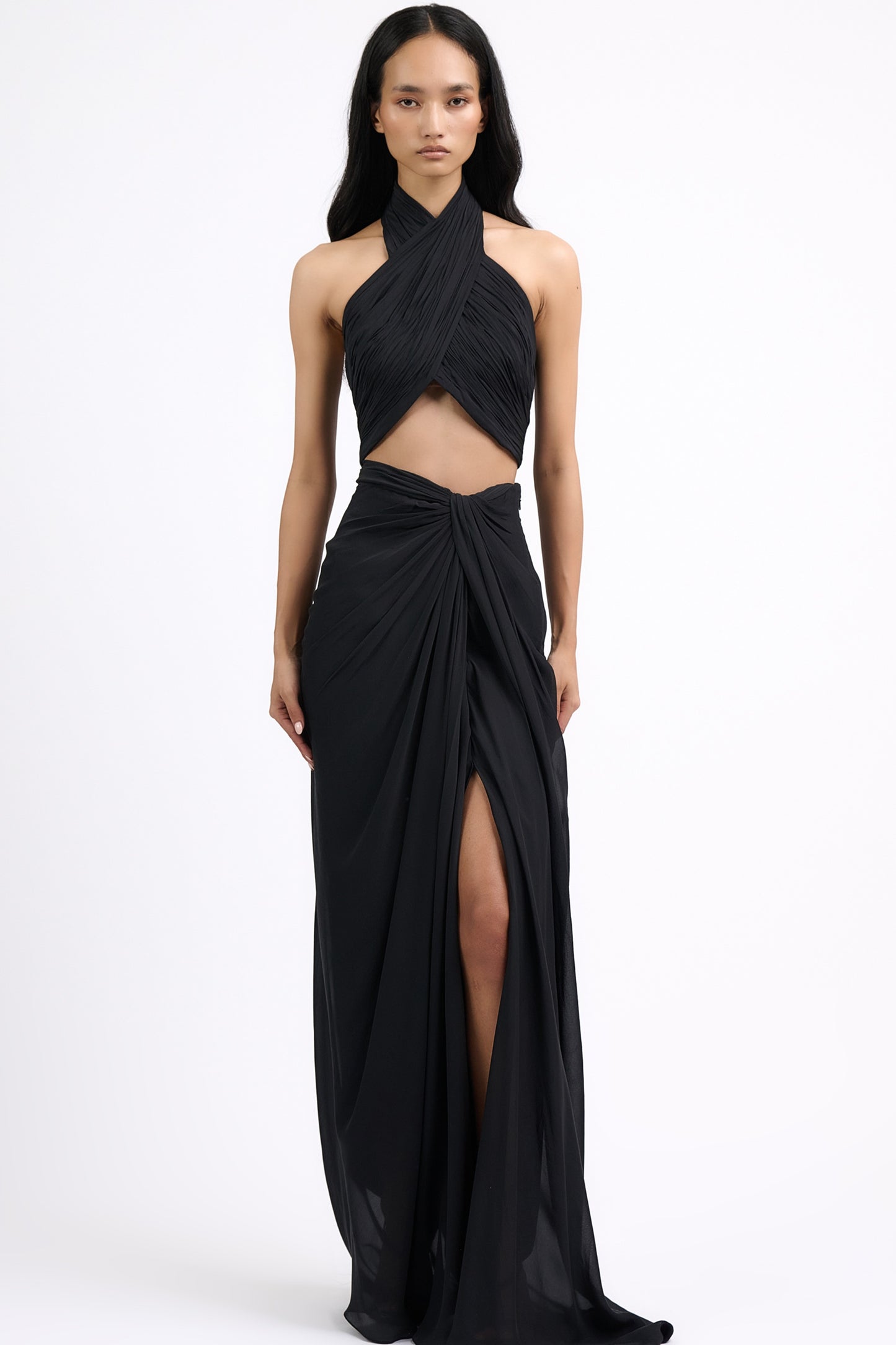 Draped Halter Top with Skirt