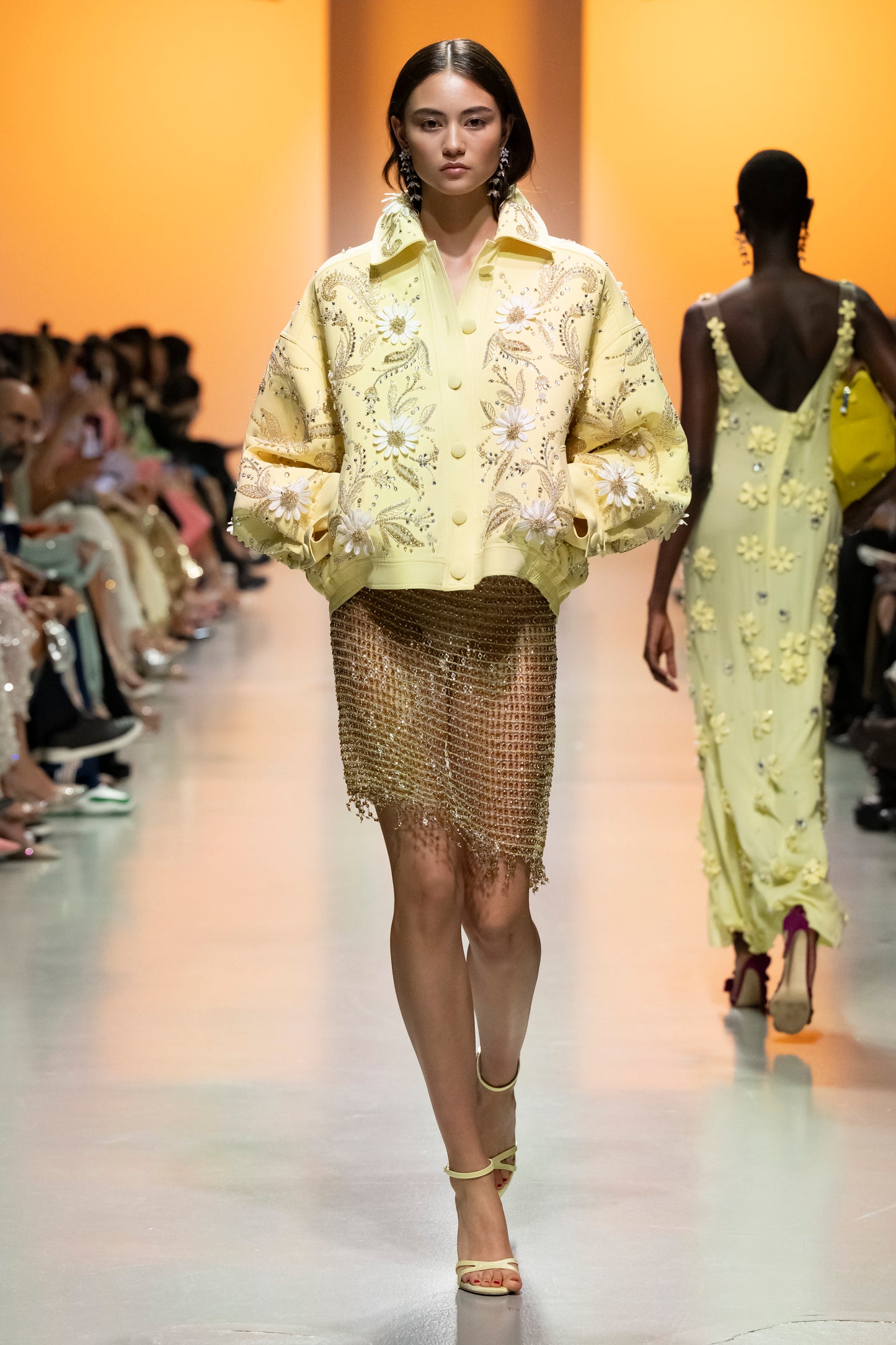 Crepe Jacket with Mesh Skirt