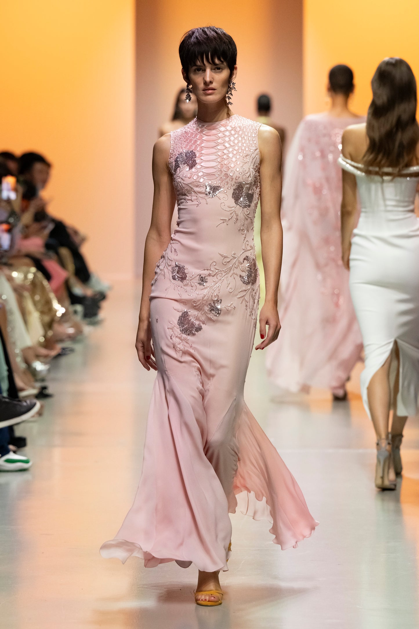 Beaded Georgette Sleeveless Gown