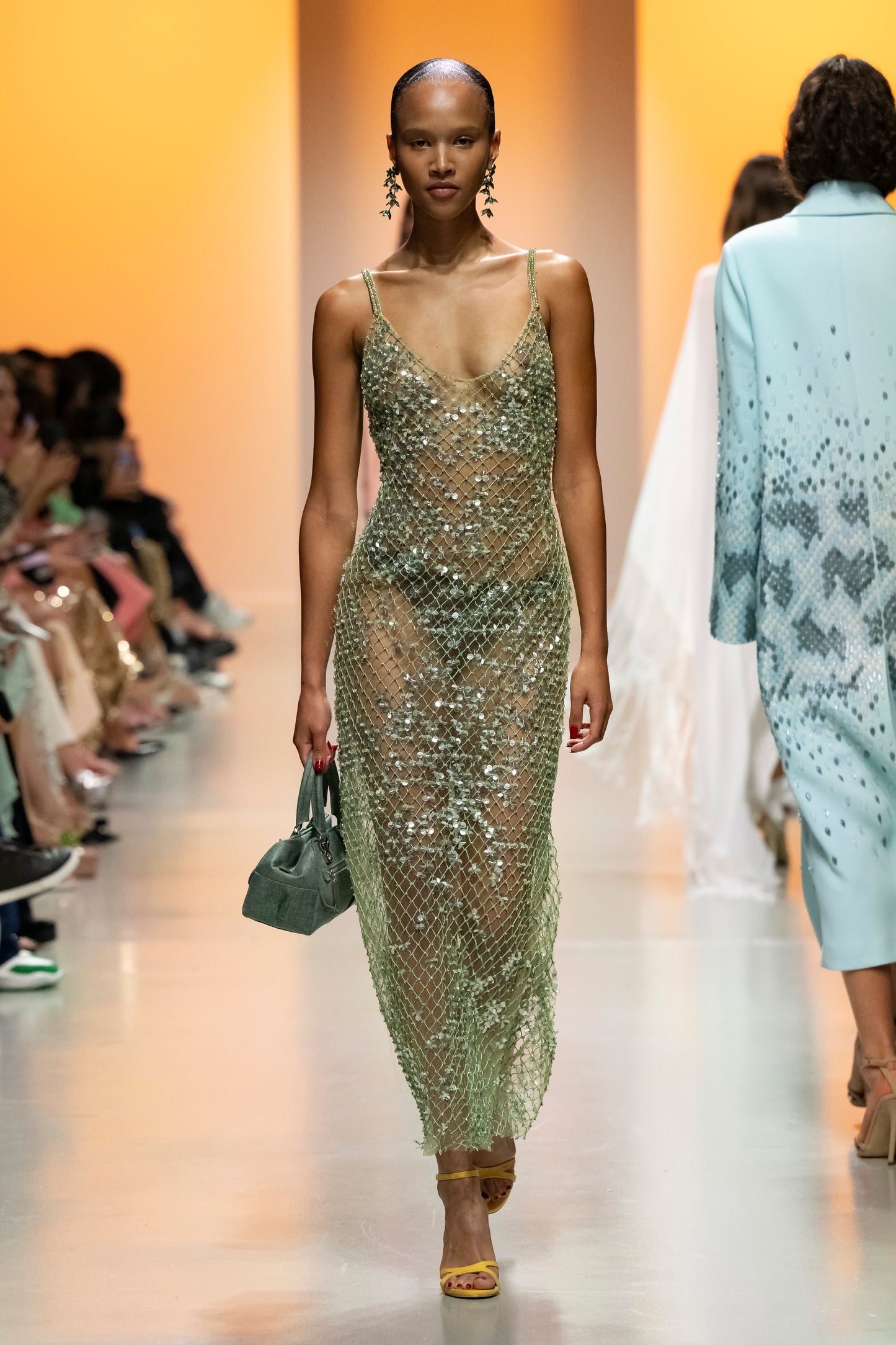 Beaded Sheer Net Dress
