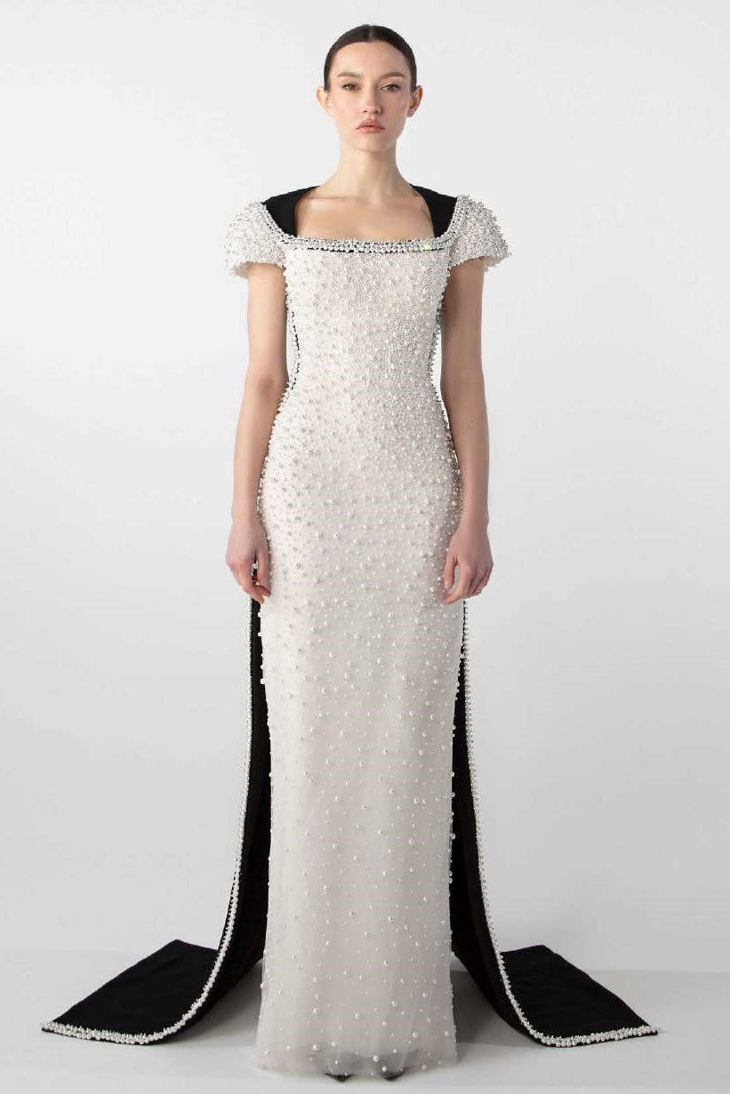 Pearl-Embroidered Gown