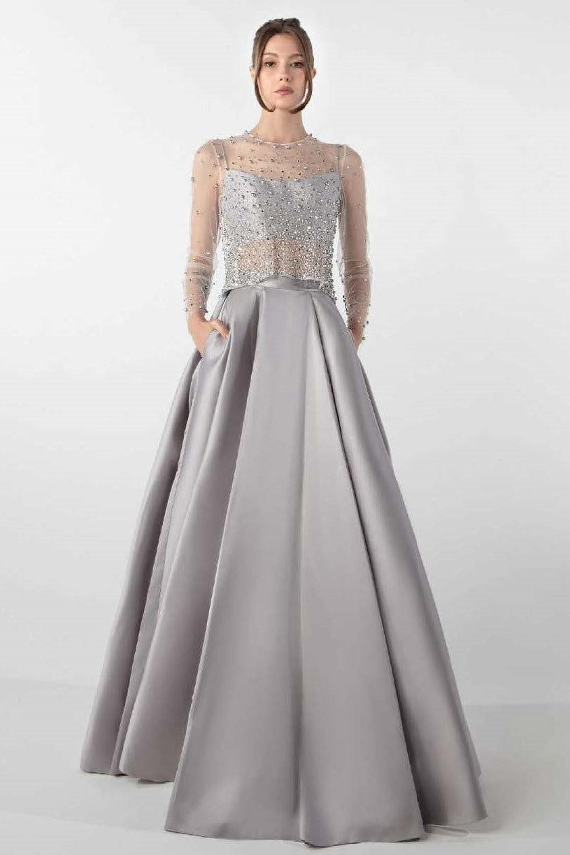 Sheer Top, Crop Top with Skirt