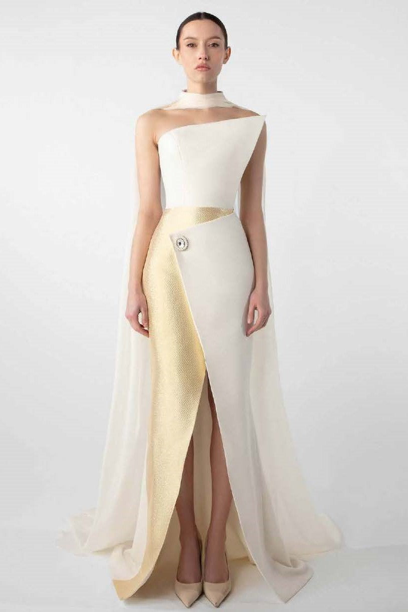 Asymmetrical Strapless Gown