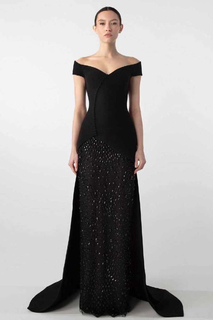 Jet Stone Embroidered Gown