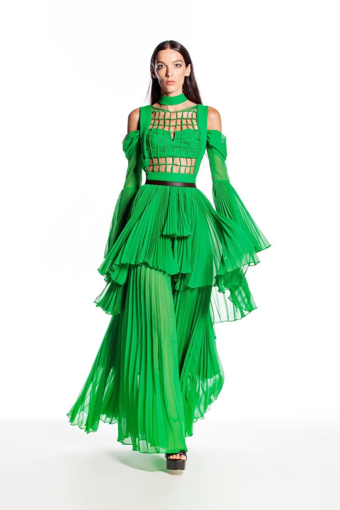 Green Pleated Gown