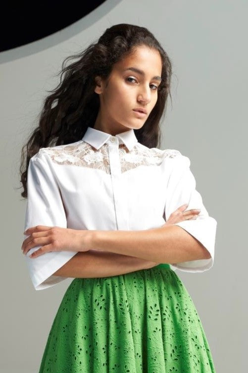 Short Sleeve Collared Blouse