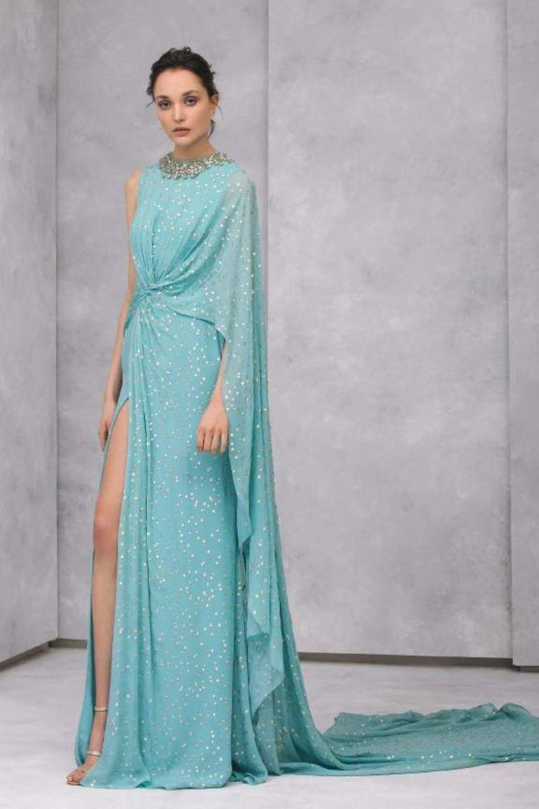 Draped Georgette Fil-Coup? Gown