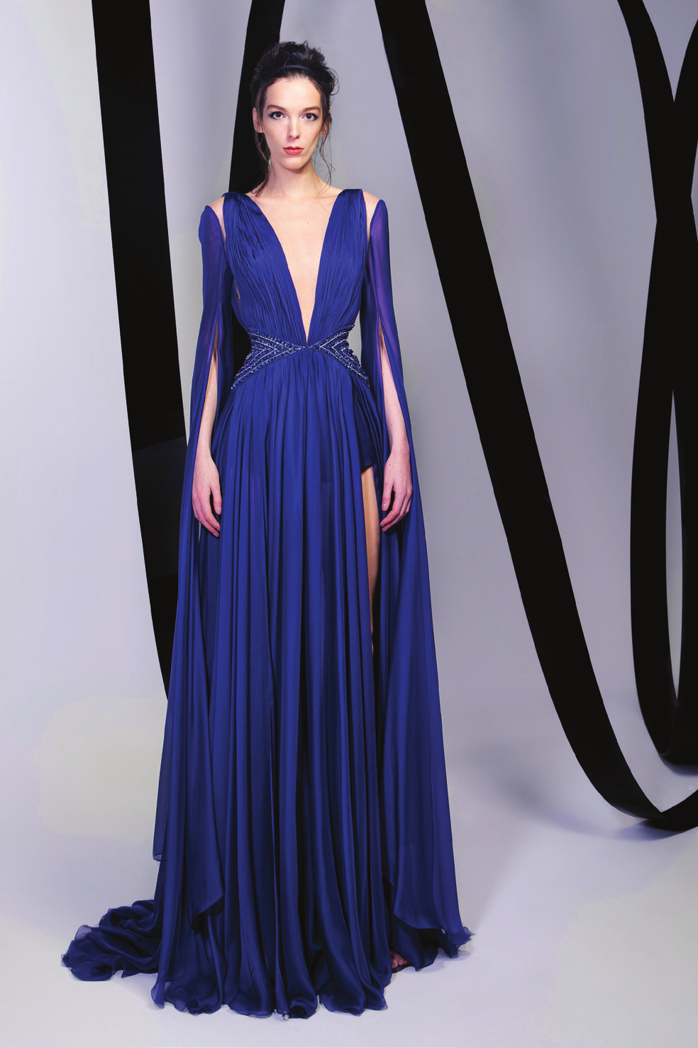 Mousseline Cape Sleeve Gown