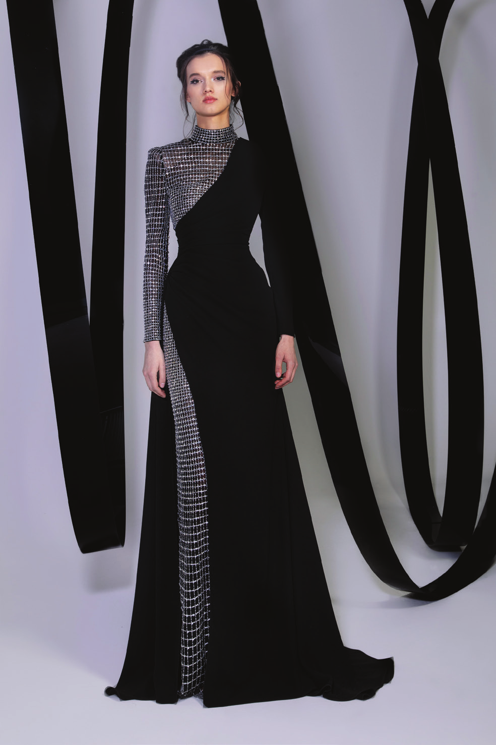 Asymmetrical Turtle Neck Gown