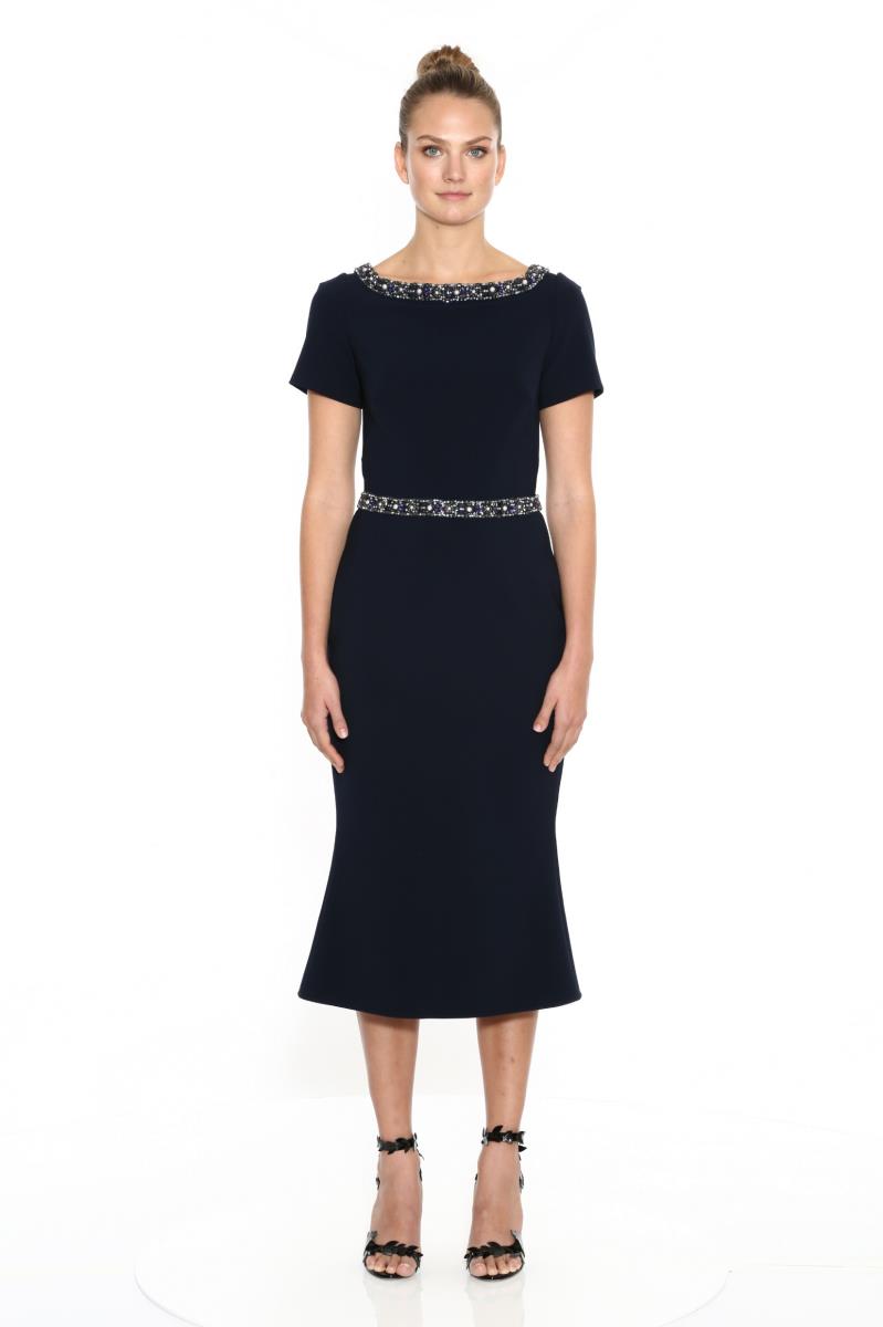 Bateau Neckline Crepe Cocktail Dress