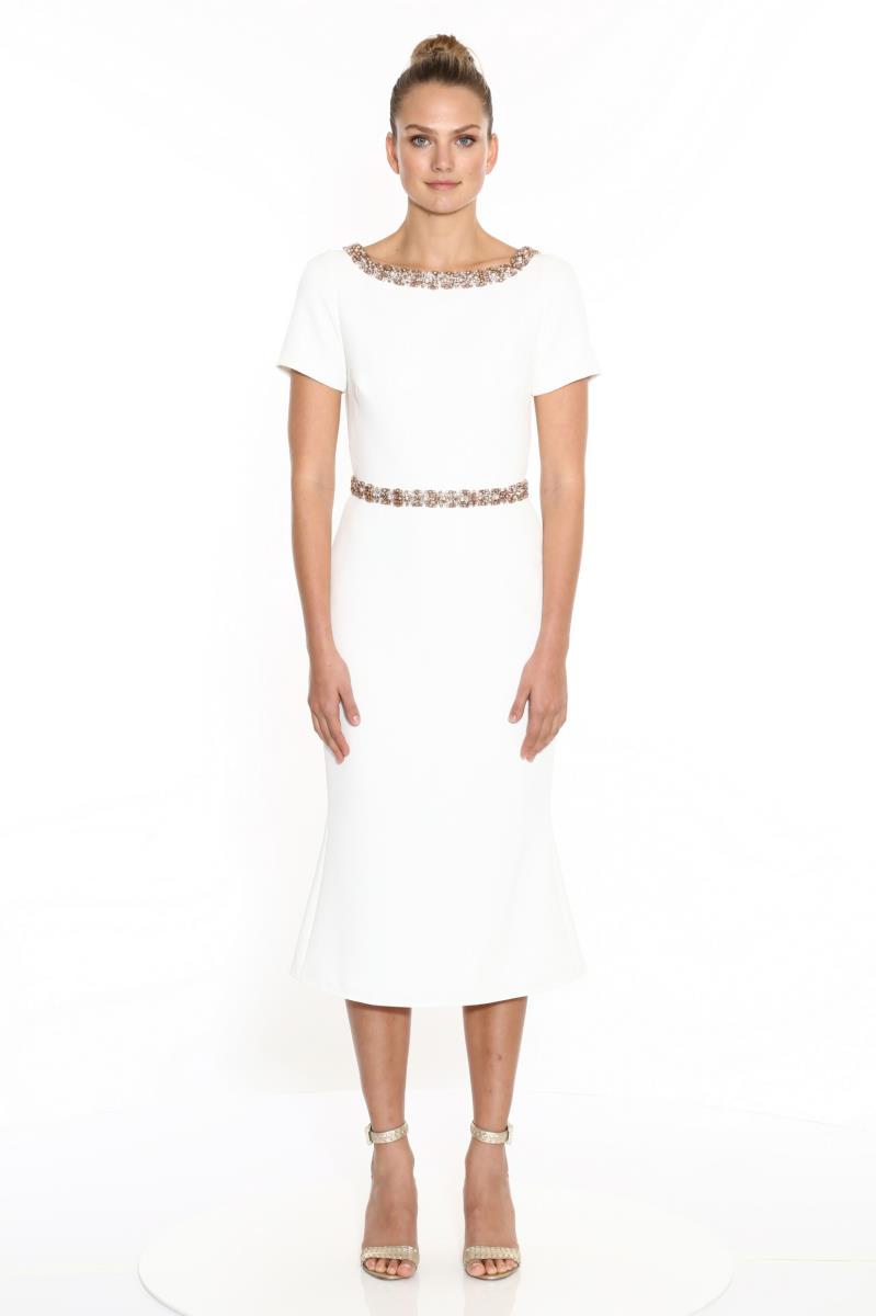 Bateau Neckline Crepe Cocktail