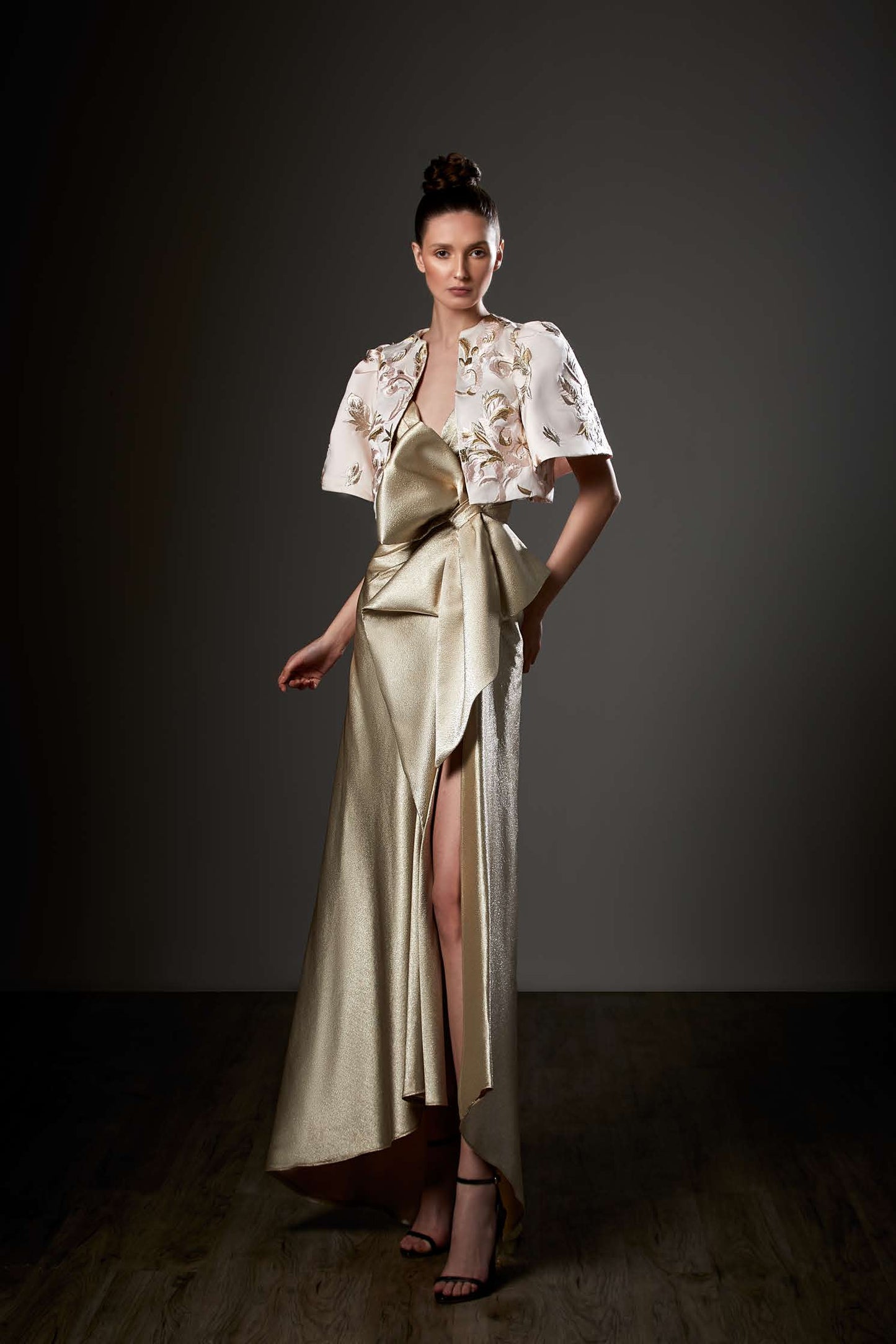 Satin Lurex Gown with Jacket