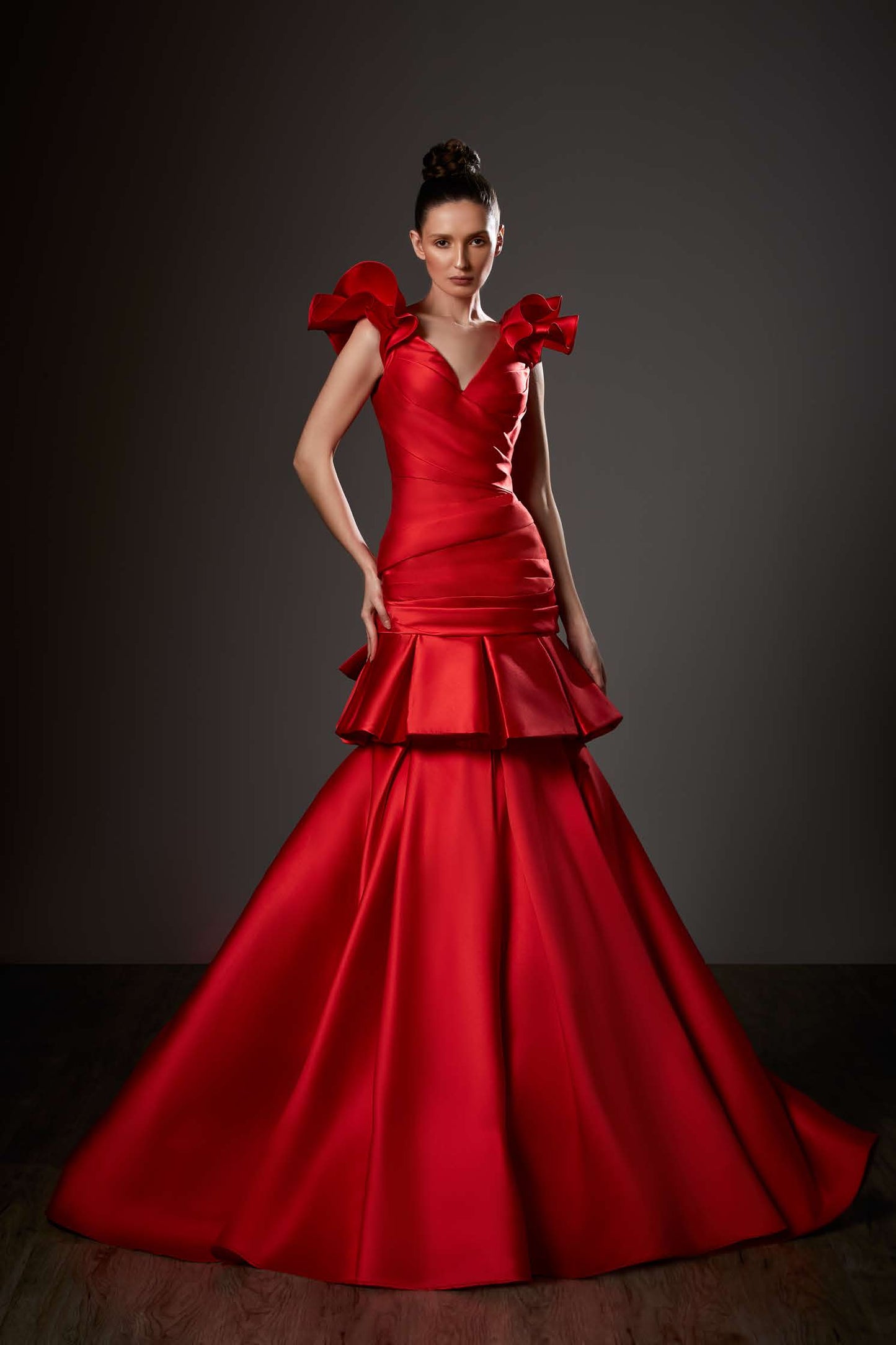 Cap Sleeve Drop Waist A-Line Gown