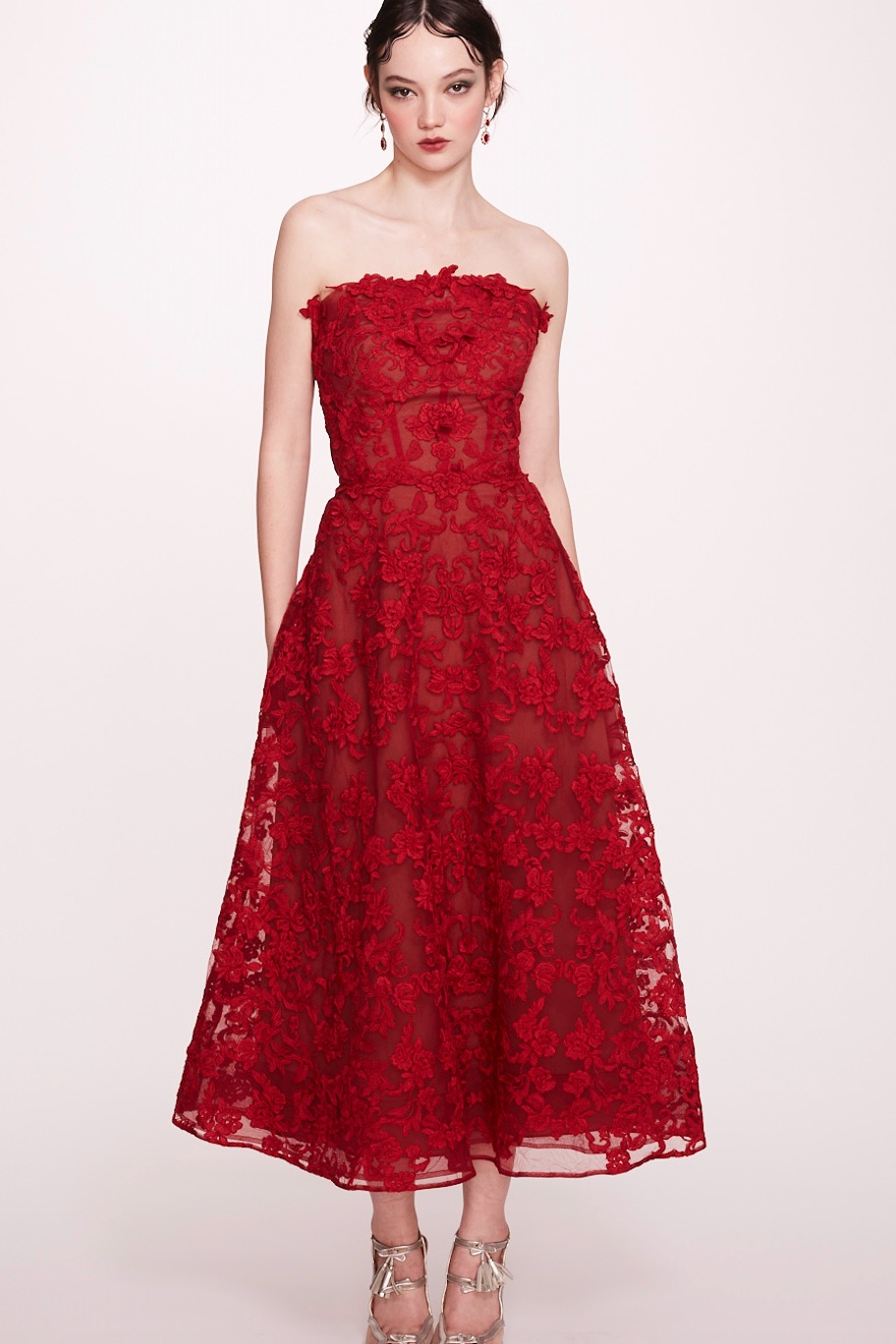 Strapless Corded Lace Dress