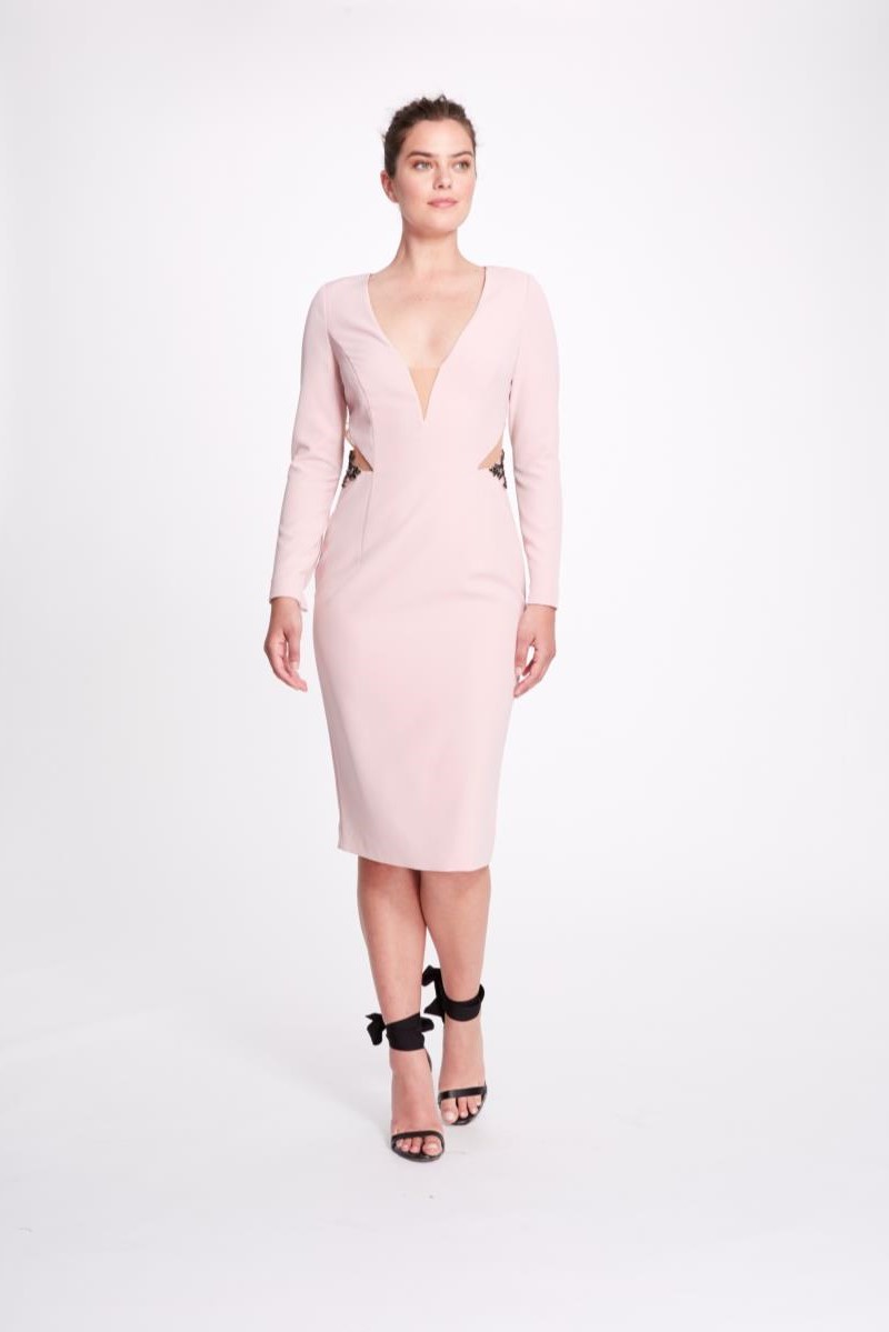 Long Sleeve Stretch Crepe Dress