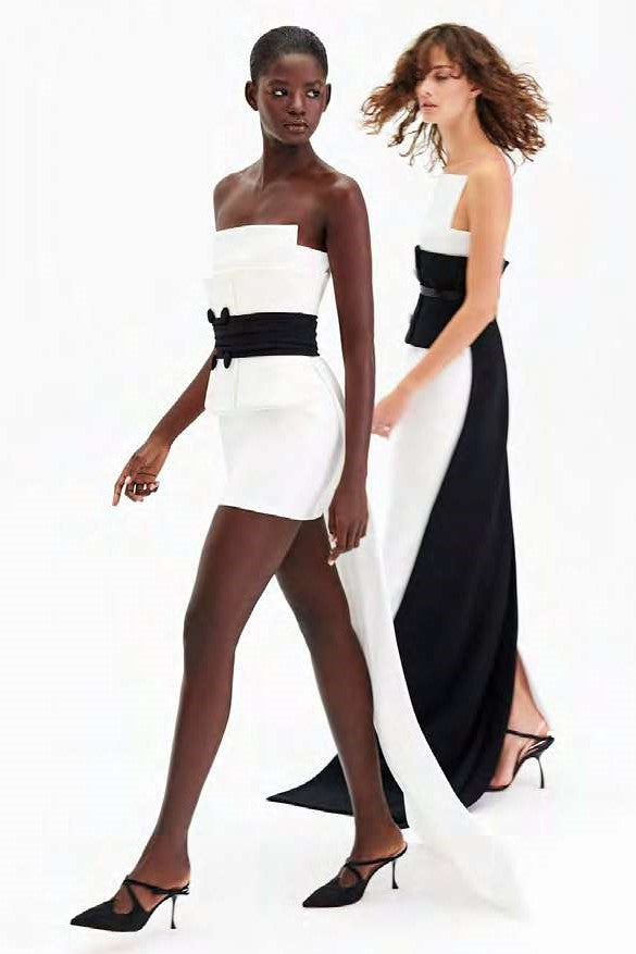 Structured Layered Crepe Mini Dress