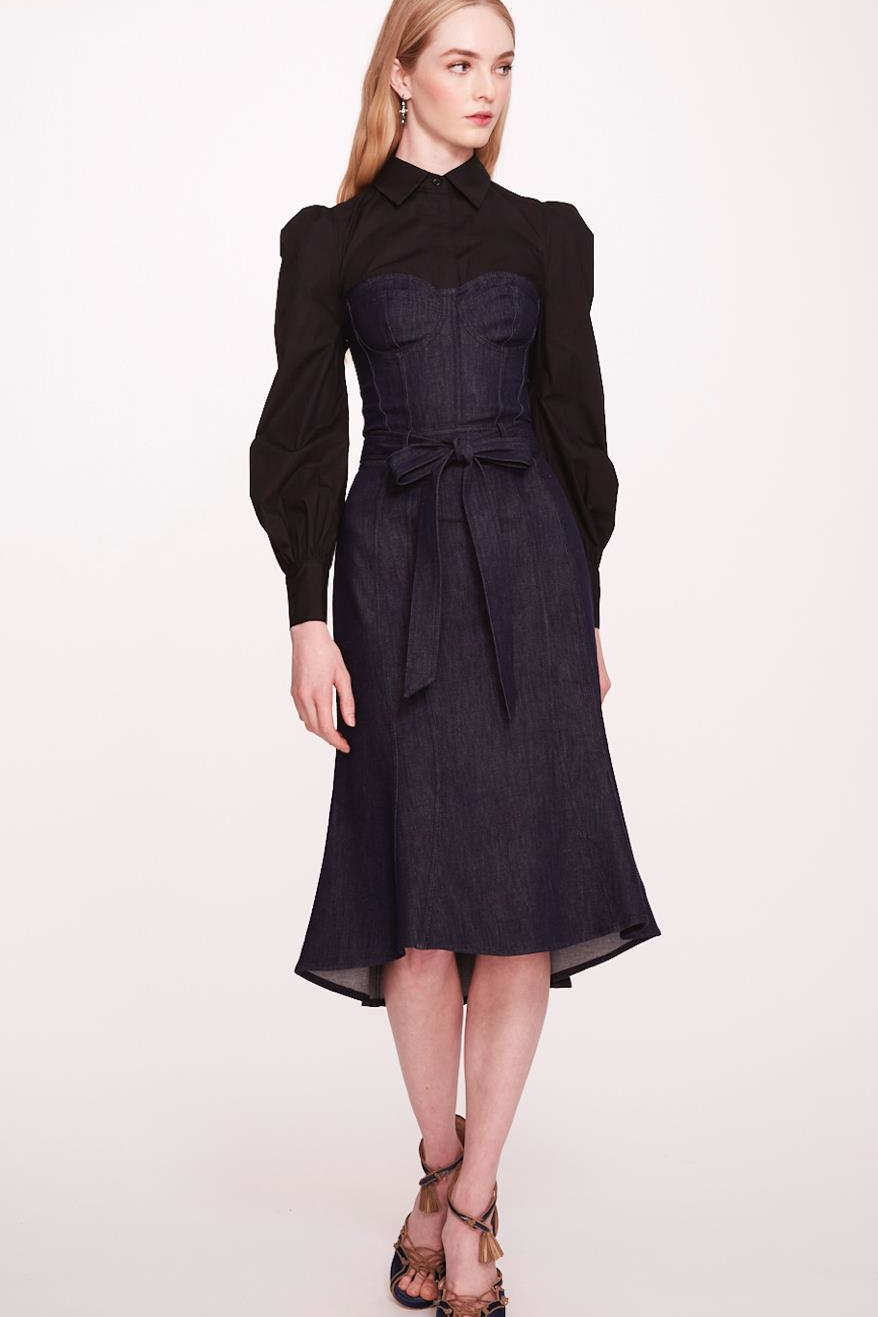 Cotton & Denim Midi Dress