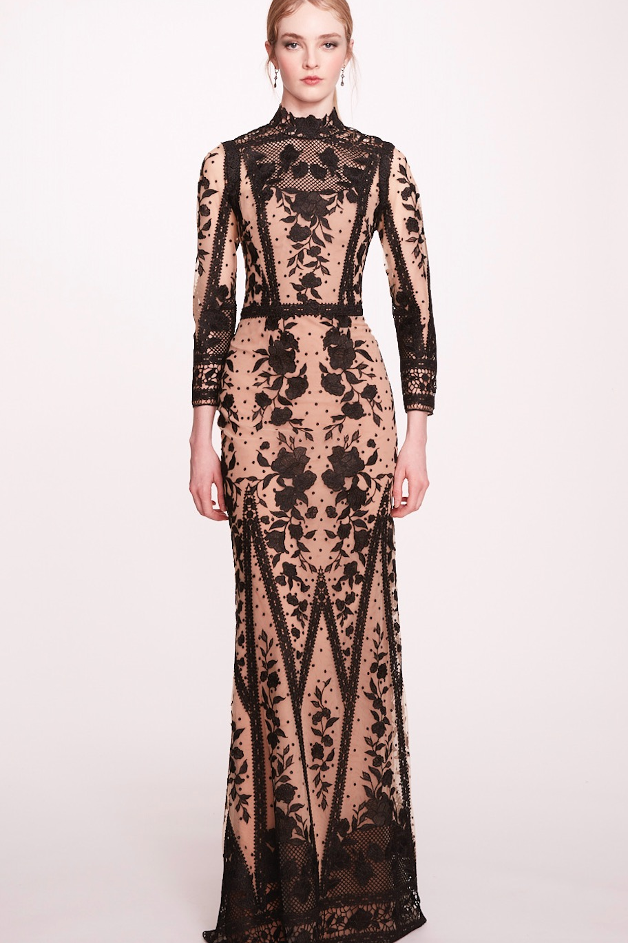 Long Sleeve Tulle Evening-Dress